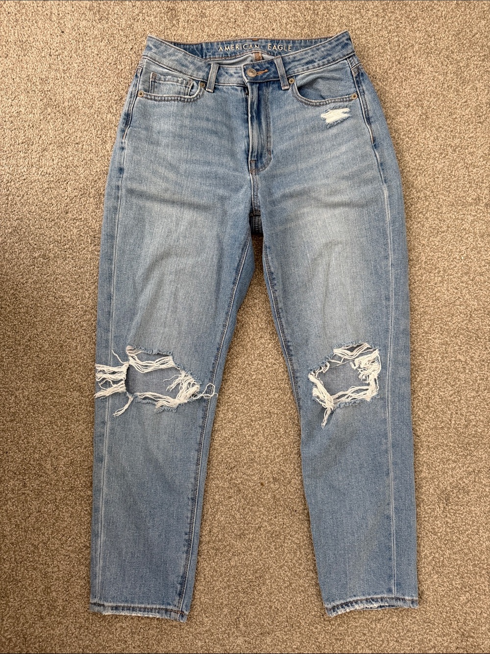 American Eagle Outfitters Light Blue High-Rise Distressed Jeans